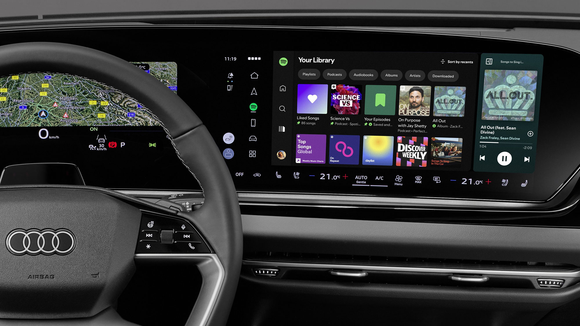 Audi全球首發Spotify原生車載應用程式，觀看MV與即時歌詞