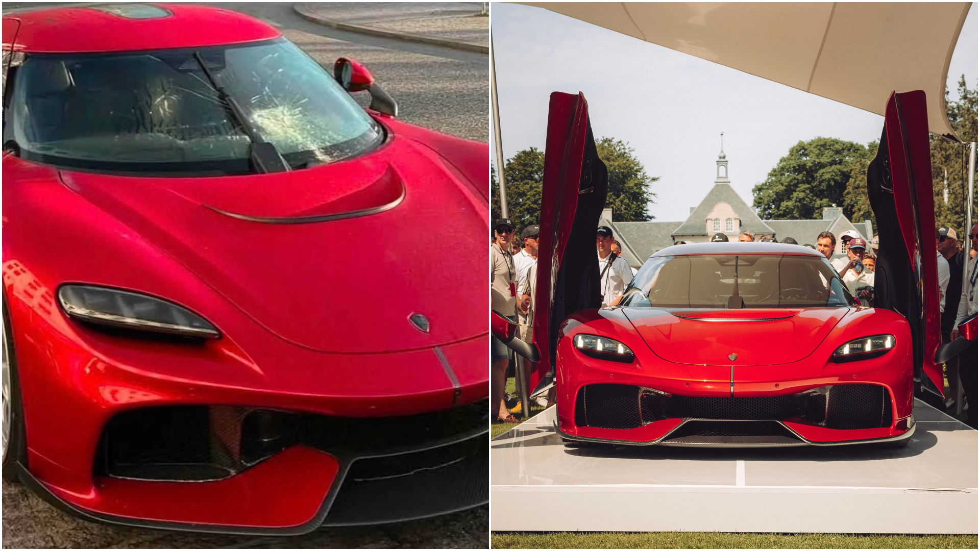 全球首輛Koenigsegg Gemera才剛交車就被砸！近億元超跑擋風玻璃慘破